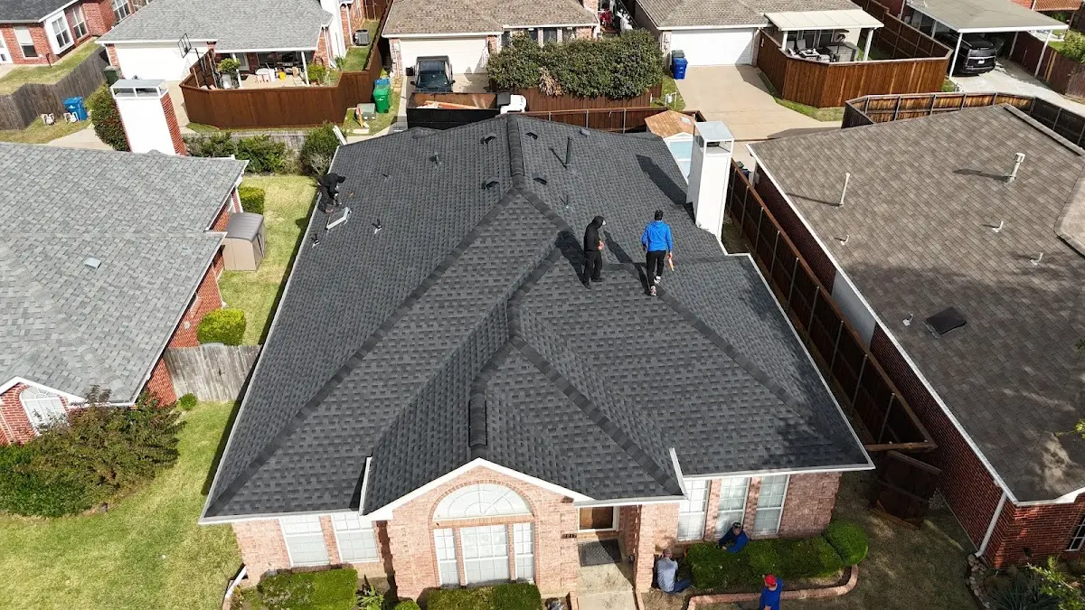 Slate & Tile Roof Repair work in progress on a Plano property